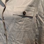 St. John  Sport Women's Large Linen Natural Beige‎ Button Down Pocket Front Shirt Photo 4