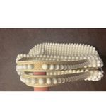 Vintage White Beaded Purse 60s Top Handle Bag Retro Rockabilly Tradwife Pinup Photo 3
