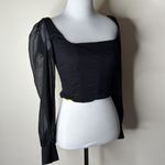 Urban Outfitters  Black Lena Sheer Sleeve Square Neck Top Photo 2