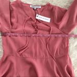 Coral Pink Lace Up Peplum Top Blouse Short Flutter Sleeve Flowy XS X Photo 11