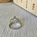 Boutique Heart Crown Silver Rhinestone Ring Sparkle Glam Promise Girlhood Star Princess Jewelry Photo 6