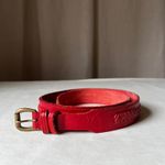 Vintage Liz Claiborne Red Braided Leather Belt Solid Brass Buckle 1.25" Medium Photo 6