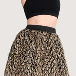 Sugar Lips  Womens Skirt Size‎ Large Gold Black Peacock High Waisted NEW Photo 0