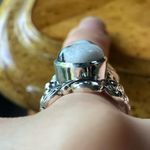 Artistic White Buffalo Sterling Silver Feather Ring Size 6.75 Black Photo 2