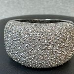 14KT White Gold Dome Diamond Ring Size 8 Silver Photo 0