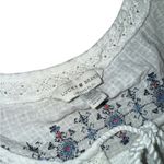 Lucky Brand  Boho White Tank Top with Blue Embroidery Photo 3
