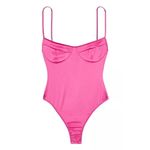 Victoria's Secret  Hot Pink Satin Silky Spaghetti Strap Bodysuit Small Photo 10