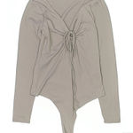 Abercrombie & Fitch  Soft Collection Gray Key Hole Tie Chest Long Sleeve Bodysuit Photo 0