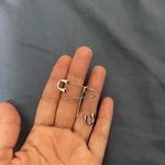 Unique Elegant Punk Gothic Style Safety Pin Design Hoop Earrings, Boho Style Earrings Gray Photo 3