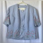 Vintage Sarah Elizabeth size 14 periwinkle floral embroidered dress jacket Blue Photo 3