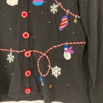 VTG Studio Joy Womens L Christmas Holiday Embroidered Sweater Santa Claus Winter Black Size L Photo 4