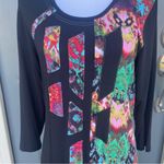 Parsley & Sage Artsy Patchwork Stripe Boho Jersey Dress Women’s Size Medium Black Photo 4