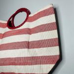NWT CRABTREE & EVELYN Red White Striped Wrapped Circular Handles Beach Tote Photo 8