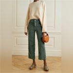 Veronica Beard Cotton Crosbie High Rise Crop Wide Leg Green Corduroy Pants 30 Photo 4
