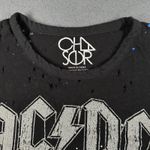 Chaser AC/DC Shirt Womens Small  Black Let There Be Rock Distressed Paint Tee Photo 3
