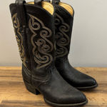 African Brand Leather Ornate Design Cowboy Boots Black Vintage 90s Women’s Size 6 Photo 0