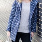 J. Crew Blue & White Tweed City Coat | Size 4 Photo 0
