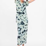 ZARA  Batik Green Blue Tie Dye Crinkle Midi Sirt Size Small Photo 8