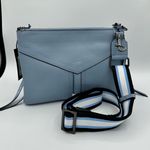 Botkier Trigger Flat Zip Crossbody in Blue Cadet Stripe Camera Strap NWT Photo 0