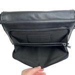 Liz Claiborne Black Natural Leather Stitched Shoulder Bag Purse Photo 4