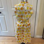 LA Soul Citrus print yellow and white pleated skirt 100% cotton sleeveless Dress Size XL Photo 5