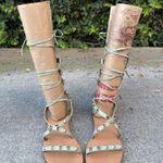Valentino Garavani Valentino Rockstud flat lace-up mint green leather gladiator sandals size IT 37 Photo 4