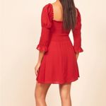 Reformation LouLou Smocked Mini Dress in Cherry Red Photo 3