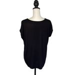 Loft  Women's Capped Sleeve Top Casual Shirt Round Neck Size‎ Small Petite Black Photo 2