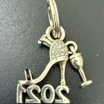 Brighton 2021 Charm Wine Glass Dangle High Heel Numbers Cutout Silver Charm Photo 3