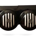 Black and White bulky Striped Button earring Set Photo 0