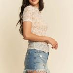 Davi & Dani ✨NWT Floral Mesh Mock Neck Short Sleeve Top Photo 1