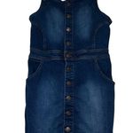  Dark Blue Denim Wax Jean, Size M, Blue Overalls Skirt. Photo 0