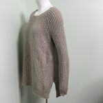 Aerie  Oatmeal Chunky Knit Sweater Braided Back Round Neck Woman's Size S Photo 5