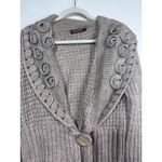 John Fashion Tan Rosette‎ Knit Shawl Collar Wool Cardigan Sweater Size Large Photo 3