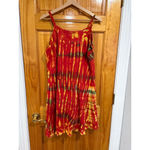 Yak n Yeti Tie Dye Cotton Dress Red Yellow Boho Festival Pocket Dress XL Photo 3