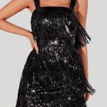 NWT RED DOT BOUTIQUE Black Sequin Fringe Tassel Mini Dress Photo 0