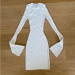 White Fox Boutique  - Long Flare Sleeve Knit Mini Dress in White Photo 2
