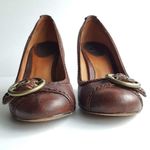 Frye Brown Leather HANNAH PUMP Wedge Buckle Photo 5