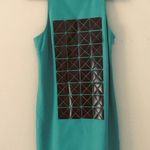 Tibi New  Green Teal Turquoise Black Bonded Vinyl Applique Dress Women's Size 2 Photo 1