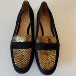 Cole Haan Grand Dakota snakeskin embossed loafers black suede gold Sz 8 Photo 2