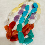 Talbots Multi-Strand Faceted Resin Statement Necklace – Pastel & Earth Tones Photo 0
