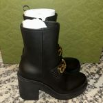 Gucci Logo Flores Calf Leather Heeled Ankle Boots Photo 5