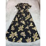 Vtg MOA Collection USA Black Floral Dress Size XS/S Midi Belted Summer Casual Photo 1