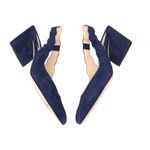 Chloé NEW Chloe Laurena Scalloped Suede Slingback Pumps 37FR Navy Photo 3