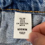 H&M &Denim rigid denim stepped fringe hem distressed mini skirt size 8 Photo 7