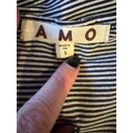 AMO Tank Top Women Small Blue White Cotton Striped Distressed V Neck Preppy Photo 6