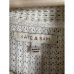 Kate and Sam Overlap Sweater Women’s L Ivory Cowl Neck‎ Waffle Knit Cape Split Brown Size L Photo 2