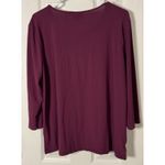 Alfred Dunner Maroon Long Sleeve Blouse, Tan/Brown Detail With Gold Studs, M Photo 3