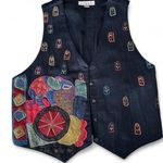 Boho Elephant Embroidered Vest | Vintage Kāra•vān | Folk Art India | Size M Black Size M Photo 0