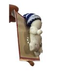 Handmade Snowman With Scarf Christmas Brooch Pin With Knitted Hat Holiday Blue Photo 3